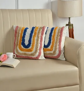 MORE Boho Style <b>Square</b> Tufted Cotton Cushions & <b>Pillows</b> with Tassels for Home - Product Image 3