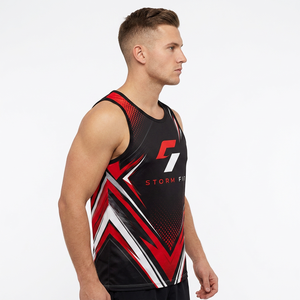 Camiseta sin mangas Storm Fit para hombre, con estampado sublimado, 100% poliéster, de secado rápido, cuello redondo, para entrenamiento, gimnasio, ropa deportiva. - Product Image 4