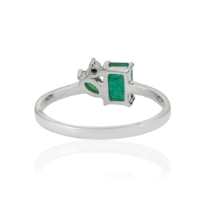 Elegant New Design 925 Sterling <b>Silver</b> Natural <b>Emerald</b> Gemstone & Diamond <b>Ring</b> Everyday Wear Fine Jewelry - Product Image 6