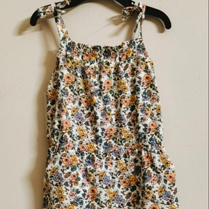 Women's <b>Summer</b> 100% Cotton Casual Floral Print Tanktop Comfortable Loose Fit Above Knee Sleeveless Spaghetti Strap - Product Image 1