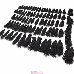 Extensions de cheveux humains indiens noirs bouclés, double trame, 100 grammes, tissage à boucles profondes permanentes - Product Image 3