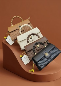 Embossed PU Women Messenger Bag <b>Small</b> Square Crossbody Handbag Braided Handle Flap <b>Purse</b> for Daily Travel - Product Image 1