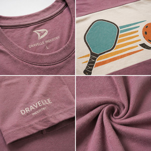 T-shirt de pickleball Dravelle Industry Dusty Mauve en coton peigné premium avec motif de raquette rétro - Product Image 5