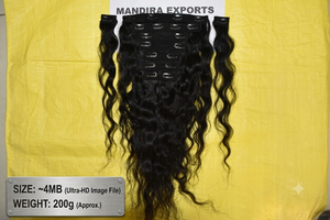 Extensions de cheveux humains Remy indiens vietnamiens 100 % noirs, lisses, ondulés, à clipser, double trame, 100 g, en vrac, vente en gros - Product Image 1