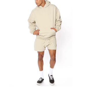 Ensemble de survêtement personnalisé 2 pièces pour homme – Short et sweat à capuche en coton coupe ample – Tenue de jogging personnalisable - Product Image 2