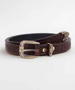 Ceinture en cuir de style western Rub International Premium pour homme - Design floral en relief, boucle argentée gravée, style vintage, personnalisable - Product Image 2