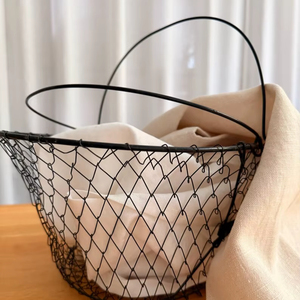 Vintage Black Wire Basket - <b>Egg</b> Basket - Metal Basket - Farmhouse Decor - Product Image 1