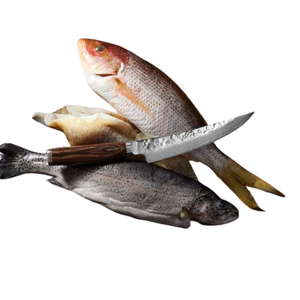 Couteau à désosser et à fileter de 6 pouces en acier Damas VG MAX, lame courbée martelée, couteau à découper la viande et le poisson avec manche en Pakkawood - Product Image 5