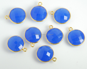 Pendentifs et breloques en cristal naturel pour femmes faites à la main 6x8mm forme ovale lunette en pierre à facettes ensemble Double Bail connecteur en laiton - Product Image 3