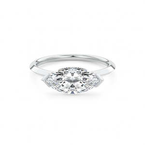 Bague de fiançailles minimaliste en diamant naturel taille marquise, solitaire, monture à griffes en or 14 carats, plaqué rhodium, certifiée IGI - Product Image 2