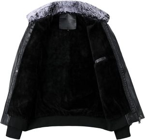 Men Black PU Leather Slim Bomber <b>Jacket</b> with Collar Zipper Front Moto <b>Biker</b> Style Autumn Wear 100% Polyester Fiber Filled - Product Image 2