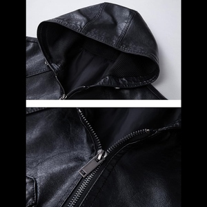 Veste sans manches à capuche en cuir véritable unisexe personnalisée, imperméable, pour motard, gilet à capuche pour moto, fabricant OEM ODM, hiver - Product Image 4
