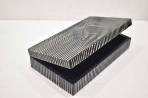 Luxury Decorative Storage <b>Box</b> MDF Resin Striped Design Rectangular Organizer <b>Box</b> with Lid for Home Office Decor - Product Image 3