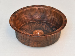 Rustic Pure Copper <b>Round</b> Vessel Sink Handmade Bathroom <b>Basin</b> for Luxury Homes Boutique Hotels Resorts and Spa Interiors - Product Image 4