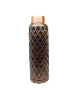 Bouteille d'eau classique en cuivre anti-fuite avec motif floral noir, gourde de voyage réutilisable avec couvercle métallique pour usage domestique - Product Image 2