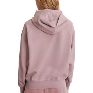 Chaqueta de lana sherpa rosa para mujer, con capucha, transpirable, estampada, de color sólido, con bolsillo canguro, para invierno - Product Image 4
