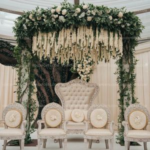 Premium Maharaja-Style Wedding Stage Seating Traditional <b>Gold</b> Leaf Throne Chairs Majestic Hand-Carved Royal Accent Chair Set - Product Image 2