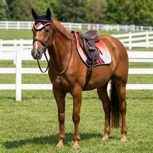 3pcs Horse Riding Set Saddle Pad Ear <b>Bonnet</b> Brushing Boots Cotton Polyester Diamond Quilted Breathable Anti Slip Equestrian - Product Image 6