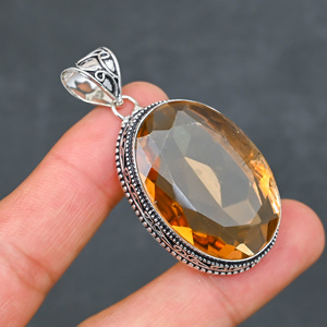 Magnifique pendentif en quartz BEER QUARTZ, pierre précieuse créée en laboratoire, en argent sterling 925, fait main, bijou statement, cadeau pour femme, très demandé - Product Image 4