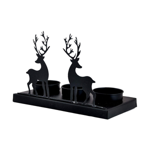 Black Powder Coating Finish Reindeer 3 Cup <b>Candle</b> Holder Metal Silhouette Design For Christmas Decoration & <b>Winter</b> Tabletop - Product Image 4