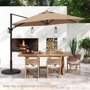 Parasol de terrasse carré autoportant 9x8,2 pieds à double niveau ventilé pour jardin, piscine, hôtel et parc - Marron - Product Image 2