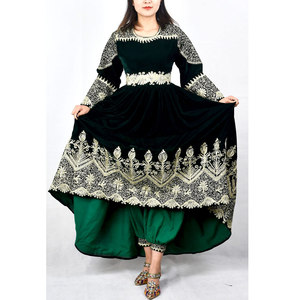 Robe afghane pour femmes, mode ethnique, longue robe avec détails brodés décoratifs, pour occasions formelles et décontractées - Product Image 1