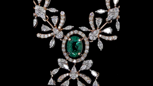 ชุดสร้อยคอทองคำชุบประดับเพชรและมรกตหรูหรา |   สร้อยคอและต่างหูสำหรับงานแต่งงานและวันครบรอบ |   เครื่องประดับเงิน - Product Image 6