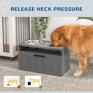 Supporto Rialzato per Ciotole per Cani con 2 Ciotole in Acciaio Inossidabile e Cassetto Portaoggetti, Tappetino Slow Feeder per Animali Domestici di Taglia Grande, Inclusi Gatti - Product Image 5