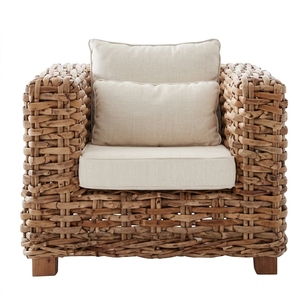 Nuevo Sofá Individual Moderno Minimalista de Ratán Tejido, Ecológico, para Jardín, Patio, Sala de Estar, Sillón Decorativo - Product Image 1