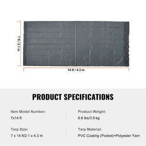 7 X 14 ft Heavy Duty Black PVC Coated Dump Truck Mesh <b>Tarp</b> 5.5\" 18oz Double Pocket Brass Grommets Cargo Control Accessory - Product Image 4