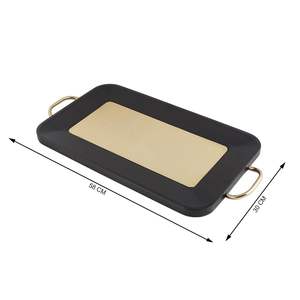 Plateau de service rectangulaire en bois et acier inoxydable doré, jetable, de qualité commerciale, pour la maison et la restauration - Product Image 2