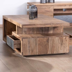Table basse rectangulaire Vandana Golden Balance 120x70cm en acacia massif Paguera - Product Image 6