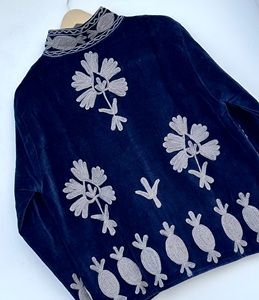 Designer Cotton <b>Velvet</b> Suzani Embroidered Breathable Eco-Friendly Indian Boho Women Winter Long Autumn Hippie Unisex Thick - Product Image 6