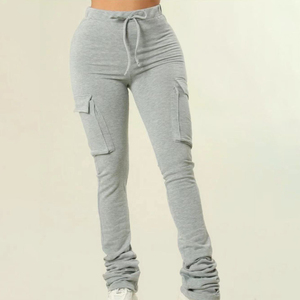 Pantalon évasé d'hiver pour femme, taille mi-haute, extensible, 100 % coton molletonné, pour la gym, le fitness, l'entraînement et le streetwear - Product Image 5