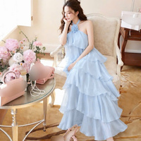 Robes longues plissées en dentelle pour femmes, style princesse, taille naturelle, coupe ajustée, sans bretelles, en mousseline, décontractées, lavables, prix d'usine, personnalisables
