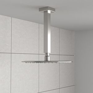 Braccio doccia da soffitto da 8 pollici in nichel spazzolato con flangia per rubinetti da bagno e doccia - Product Image 3