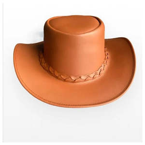 Sombreros de Vaquero de Cuero Auténtico, Estilo Cattleman Occidental, Color Marrón Claro, Banda Trenzada, Vintage, Talla XXL para Hombre - Product Image 1