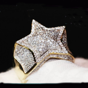 Iced Star Shaped Cluster <b>Ring</b> Moissanite 925 Sterling Silver Rhodium Plated Prong Setting Hip Hop Style <b>for</b> Unisex Women or <b>Men</b> - Product Image 3