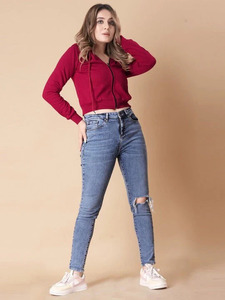 Sudadera con capucha y cremallera para mujer, talla grande, color liso, manga larga, informal, para otoño, con bolsillos laterales, de poliéster de peso medio, ajuste cómodo - Product Image 1