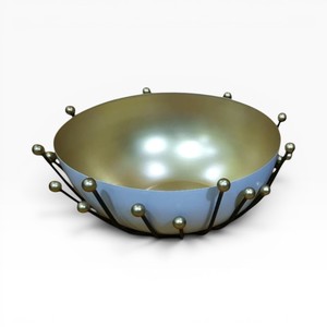 Decorative Silver Round Metal <b>Chocolate</b> Bowl with Golden Balls Customizable <b>Chocolate</b> Accessories Custom Sizes Color Available - Product Image 4