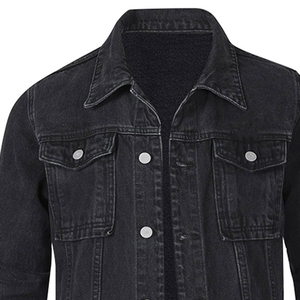 Men's Solid Color <b>Denim</b> Jacket Regular Fit Button Fly Dark Wash Casual Outerwear Autumn Woven Cotton <b>Material</b> - Product Image 2