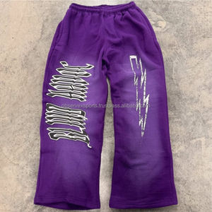 Personalizado apliques parche bordado Jogger chándales lavado ácido sol desteñido acampanado Sudadera con capucha y pantalones de chándal conjunto para hombres - Product Image 6