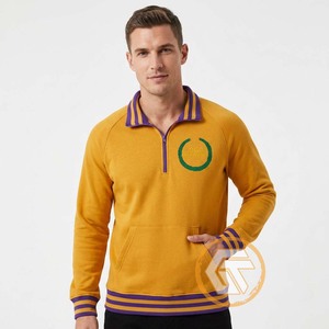 Sudadera de Cuello Redondo con Bordado Personalizado GREEK TREASURES para Hombre, Amarilla con Ribete, Manga Raglán, Tejido de Algodón, Estilo Casual - Product Image 3