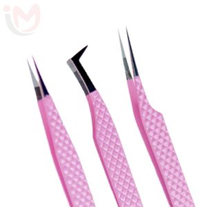 Pince à épiler pour extensions de cils en fibre dorée, acier inoxydable avec grip, nouveau modèle pour extensions de cils - Product Image 2