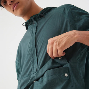 Chaqueta Anorak con Capucha y Cierre de Cremallera para Hombre, con Bolsillo Frontal, Resistente al Agua, Cortavientos para Exteriores, Logotipo Personalizado, Ligera - Product Image 5