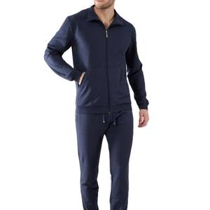 Veste de survêtement marine pour homme avec fermeture éclair intégrale, col rabattable, poches latérales, respirante, décontractée, coupe classique, saison automne - Product Image 5