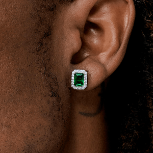 <b>Emerald</b> Cut <b>Stud</b> Earrings 925 Silver Classic Women's Jewelry Everyday Wear Claw Setting Green Stone - Product Image 6