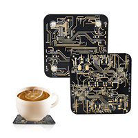 Sous-verres en forme de circuit imprimé pour boissons, design PCB, sous-verres en or noir imprimé, sous-verres amusants pour boissons