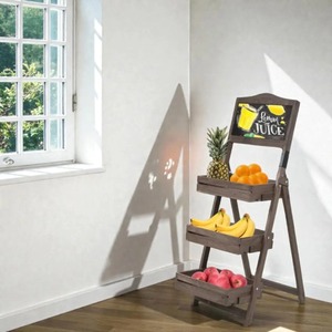 Wooden Ladder Shelf For Fruits <b>Vegetables</b> Grocery Kitchen Storage Rack Countertop Organizer Home Decor <b>Stand</b> From India - Product Image 1