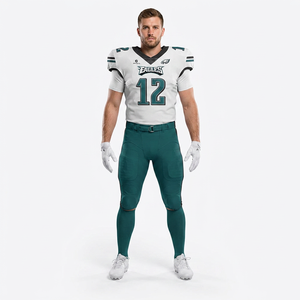 Conjunto de Uniforme de Fútbol Americano Personalizado al por Mayor – Jersey Sublimado Blanco y Verde con Pantalones a Juego |   Uniformes Personalizados para Equipos - Product Image 1